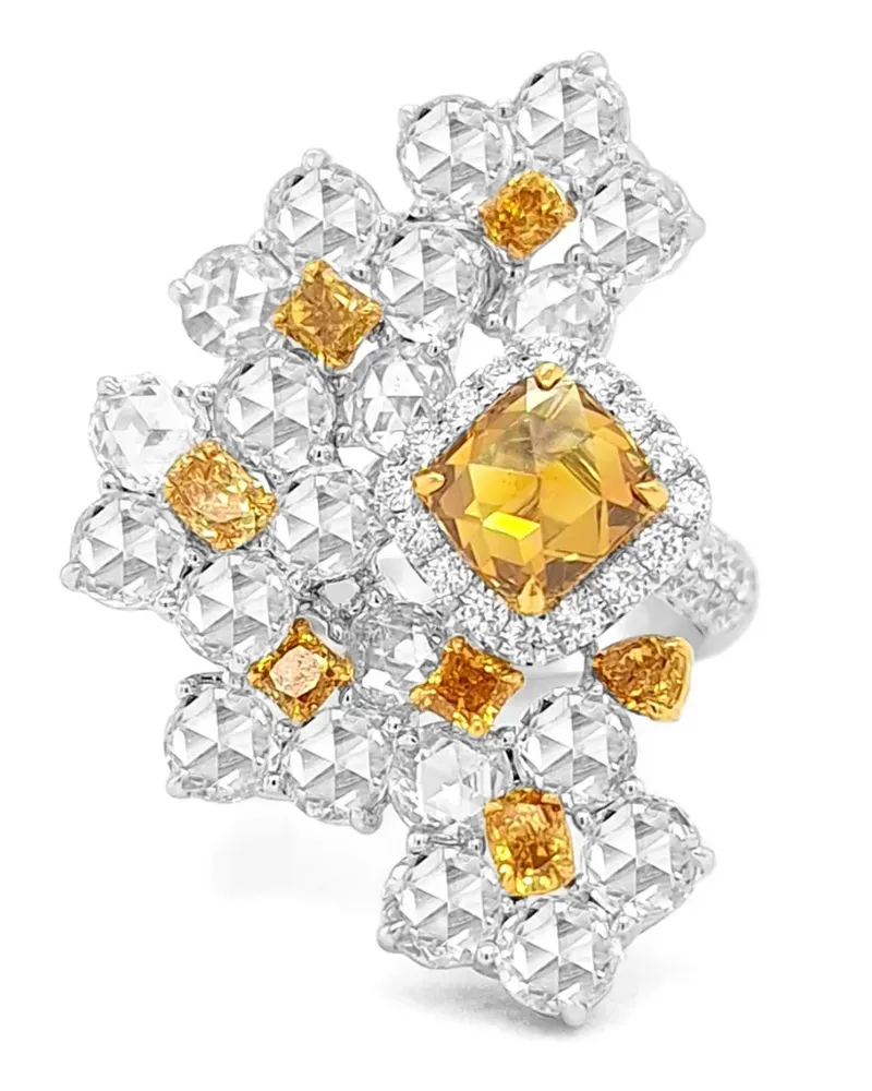 HYT Jewelry Cocktailring mit Diamanten in Blumenform - Silber Silber