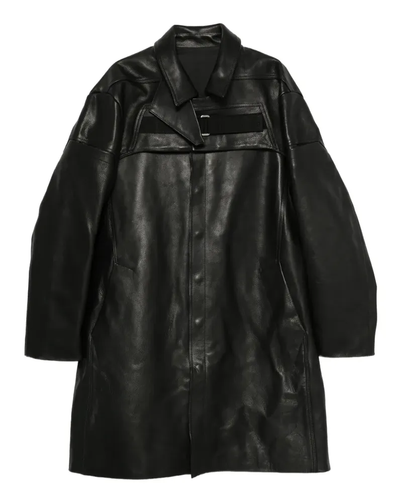 Rick Owens 2 Piece Mac lang geschnittener Ledermantel - Schwarz Schwarz