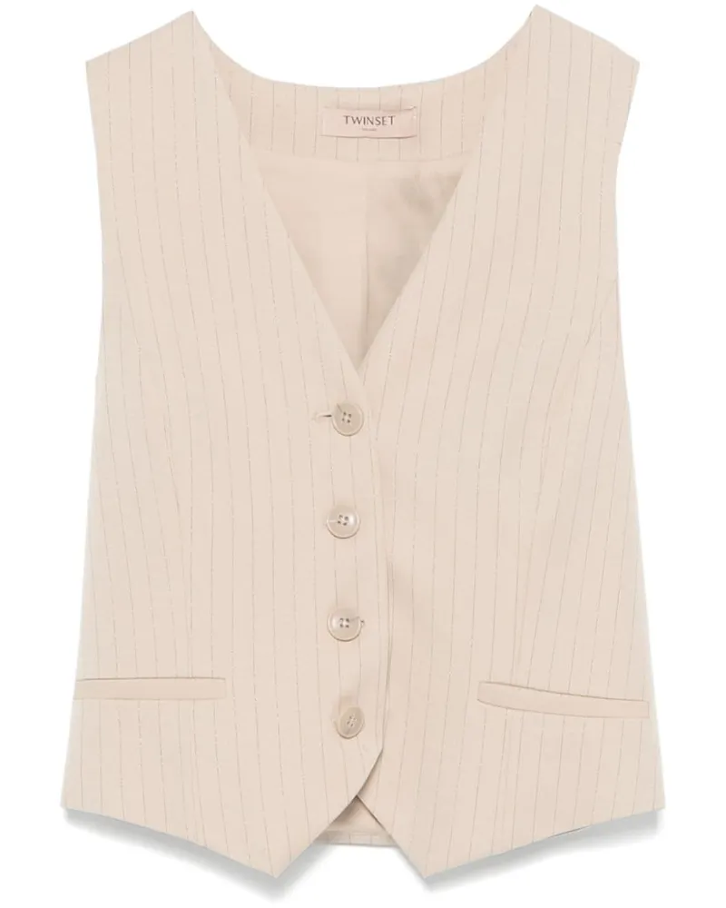 Twin-Set Lurex-Weste mit Nadelstreifen - Nude Nude