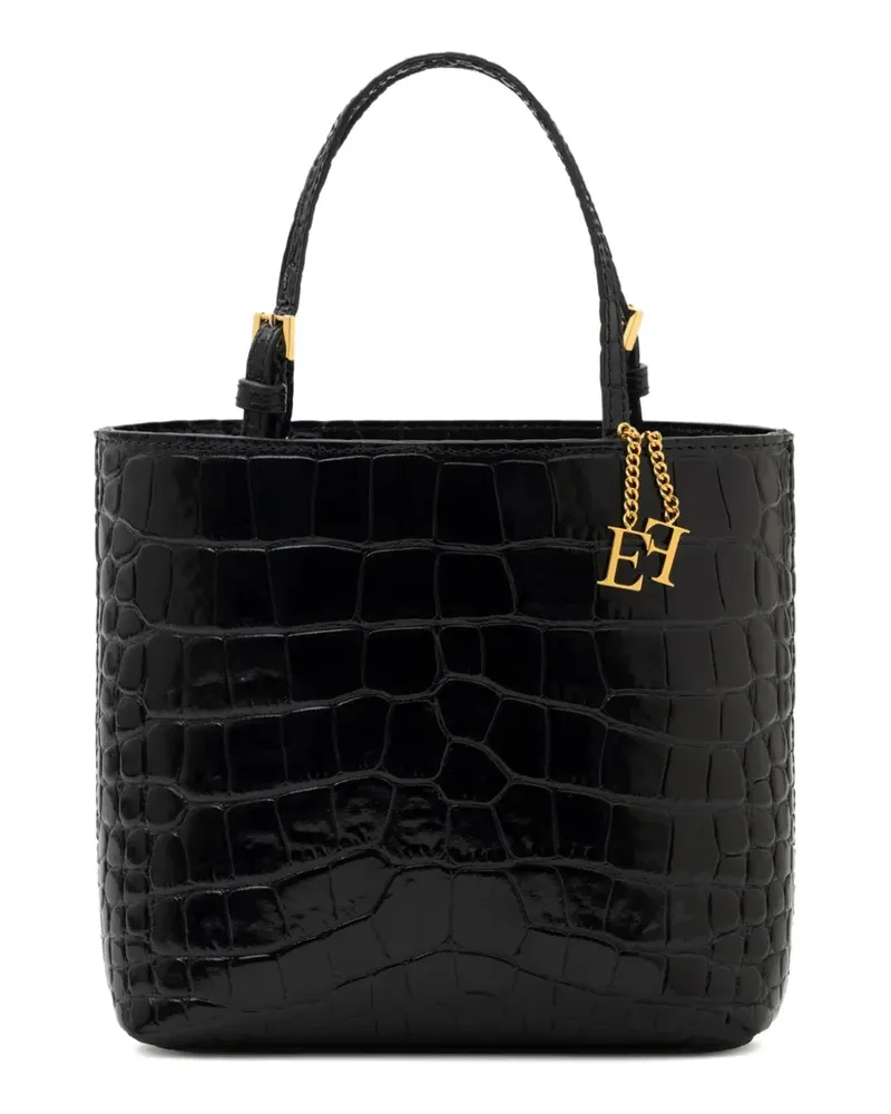 Elisabetta Franchi Mini Tote Bag mit Kroko-Effekt - Schwarz Schwarz