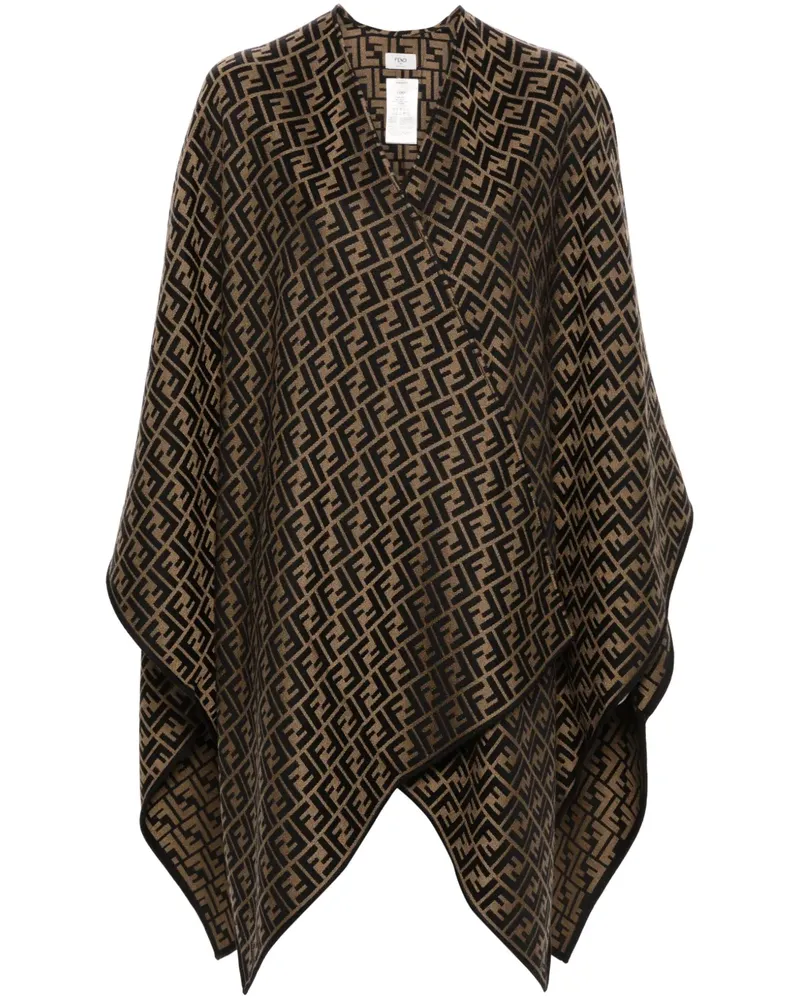 Fendi Poncho mit FF-Jacquard - Braun Braun