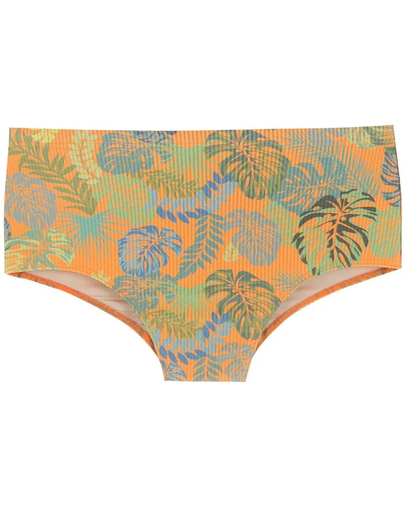 Amir Slama Badehose mit Blatt-Print - Orange Orange