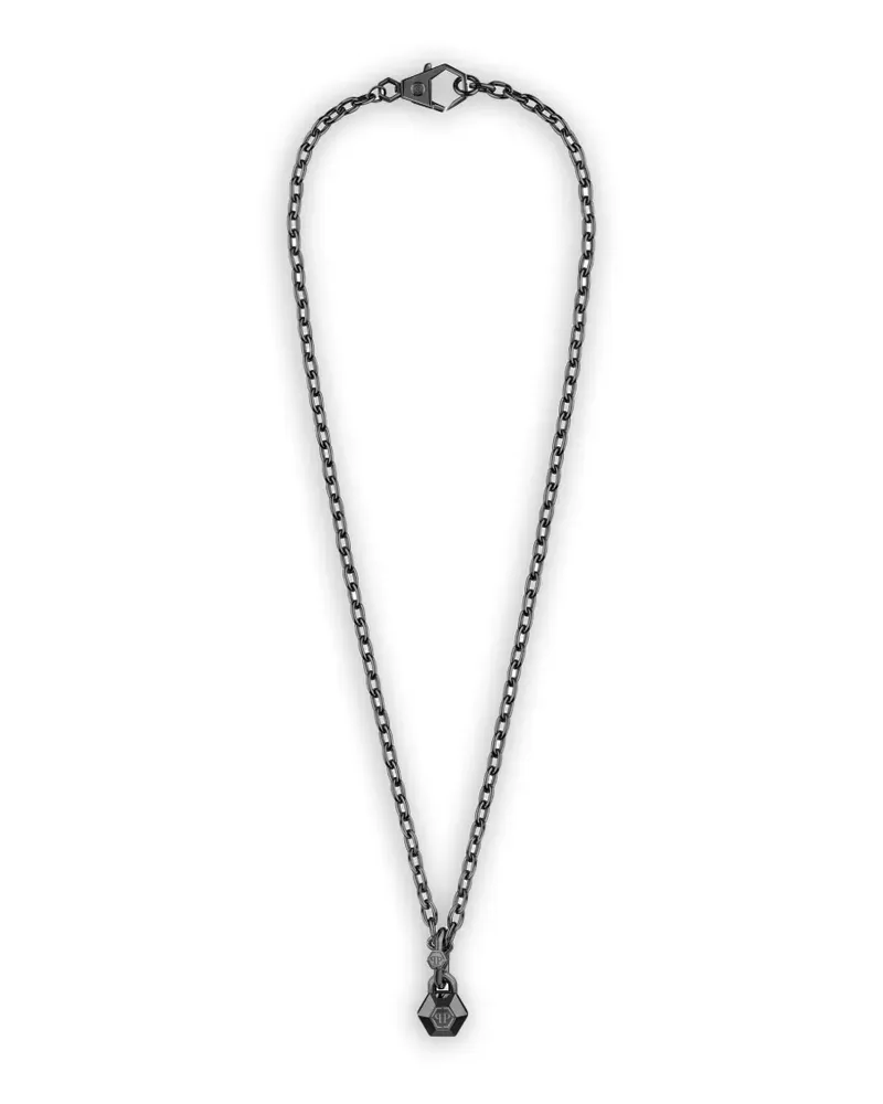 Philipp Plein Edge hexagonal-pendant necklace - Schwarz Schwarz