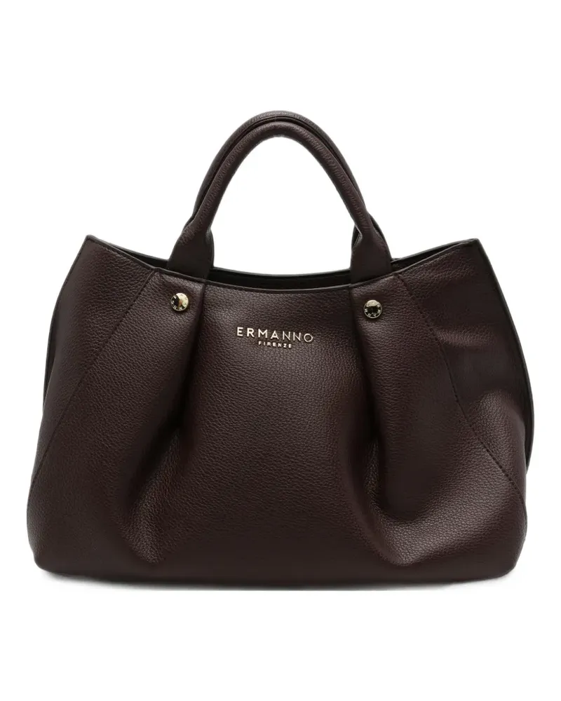 Ermanno Scervino logo-plaque pebbled-leather tote bag - Braun Braun