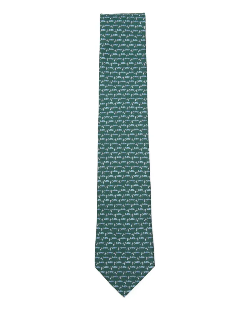 Ferragamo race-print tie - Blau Blau