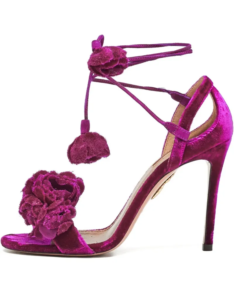Aquazzura Pre-owned Sandalen aus Samt 100mm - Rosa Rosa