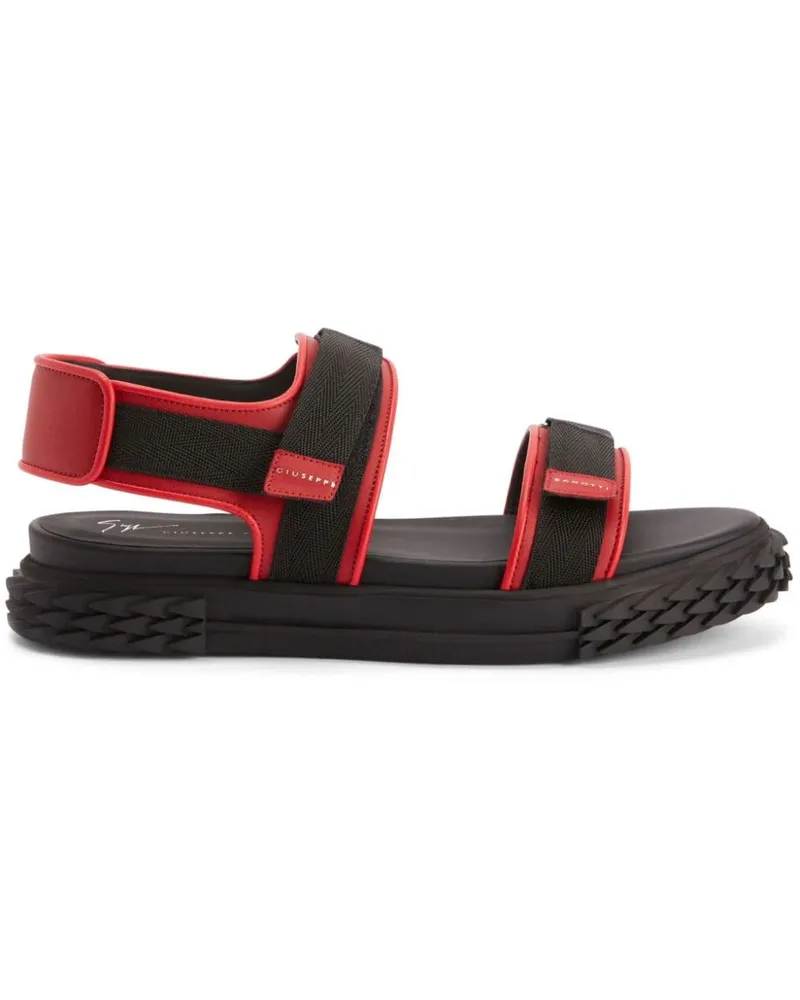 Giuseppe Zanotti Flache Sandalen mit Doppelriemen - Rot Rot