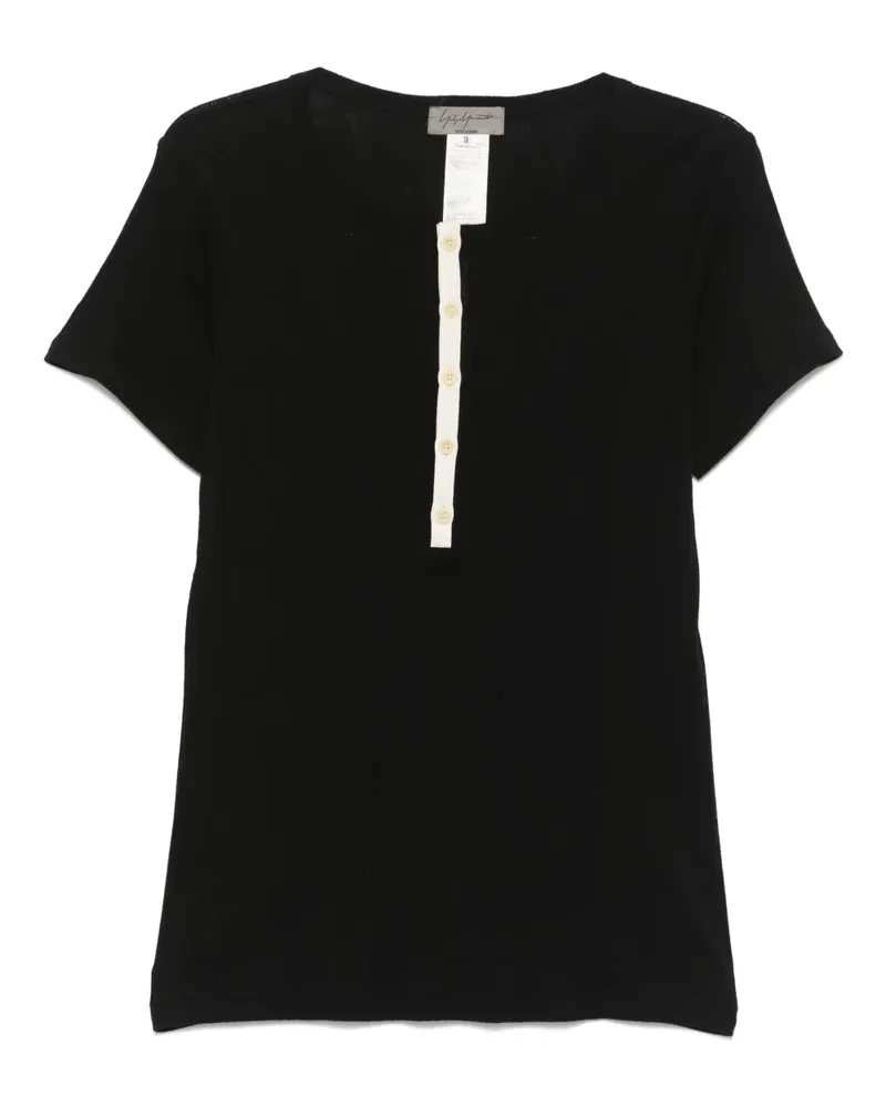 Yohji Yamamoto Geripptes T-Shirt - Schwarz Schwarz