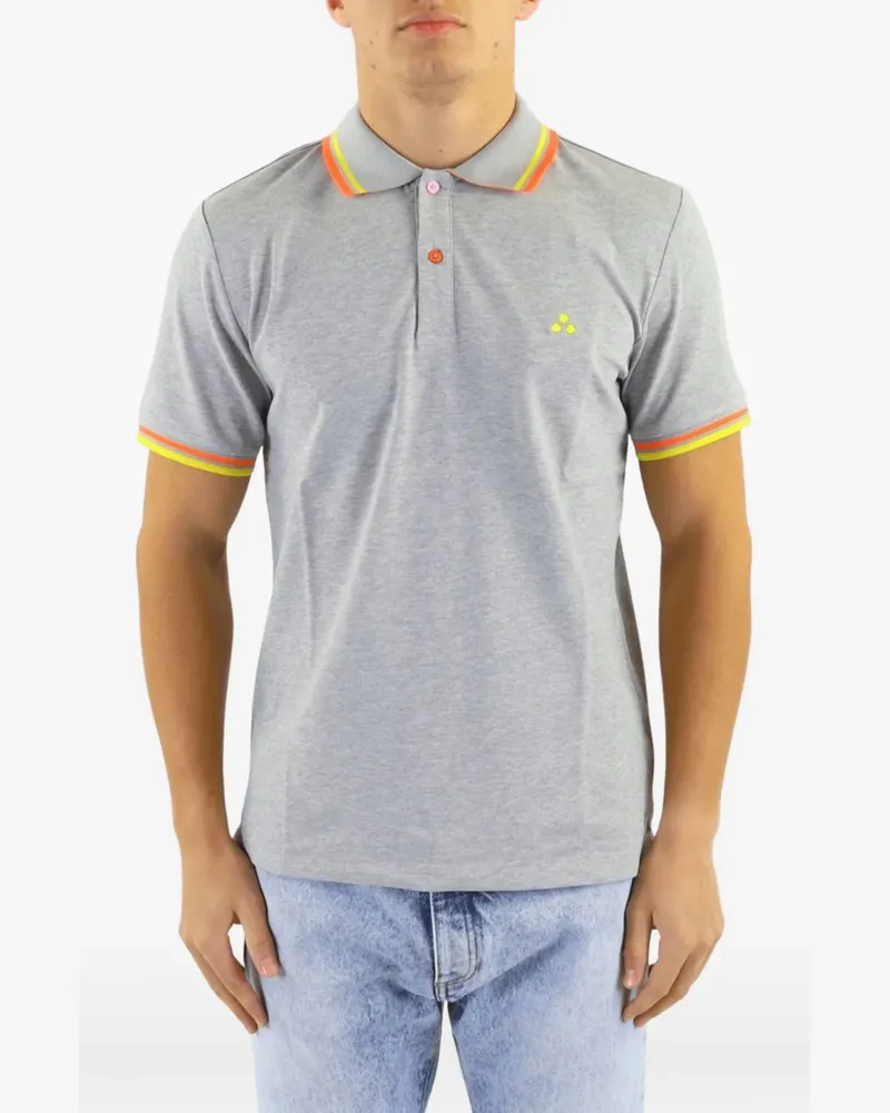 Peuterey logo-patch striped-trim polo shirt - Grau Grau