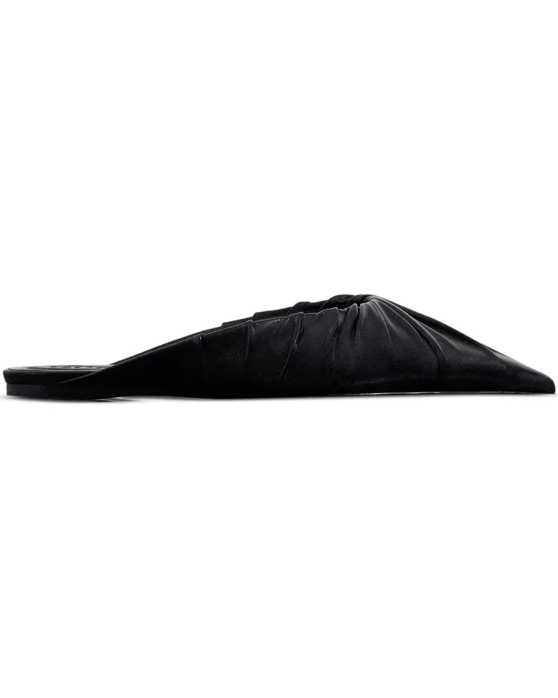 Thierry Mugler Spitze Ballerinas mit Falten - Schwarz Schwarz