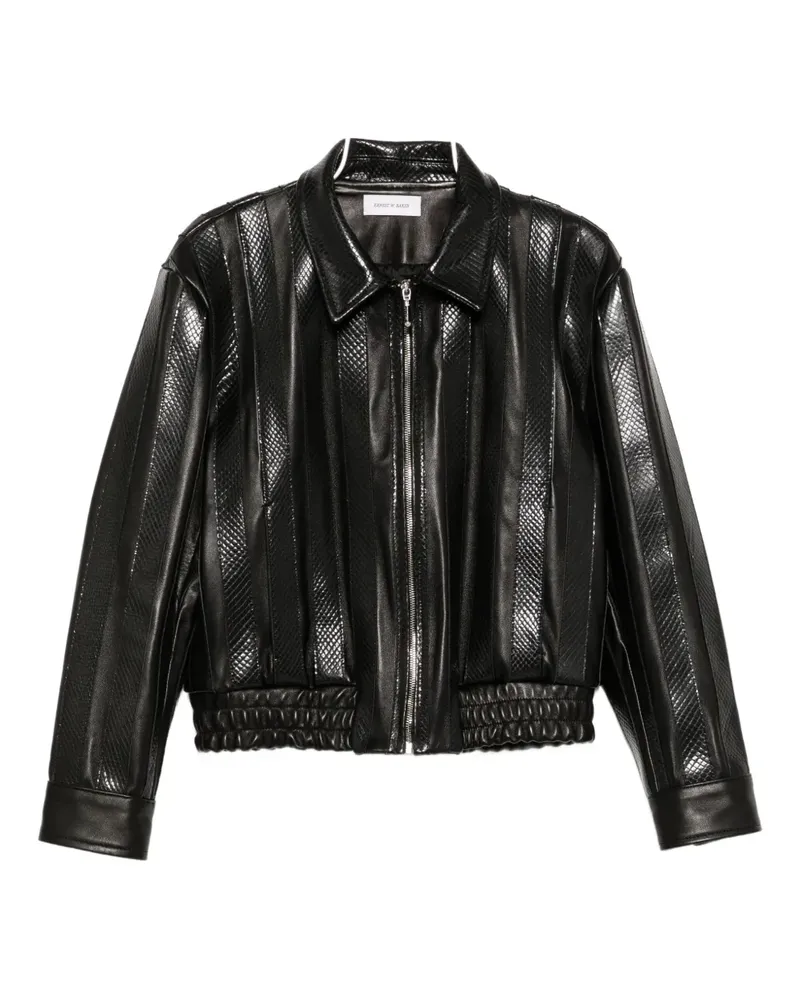 Ernest W. Baker Ernest striped leather jacket - Schwarz Schwarz