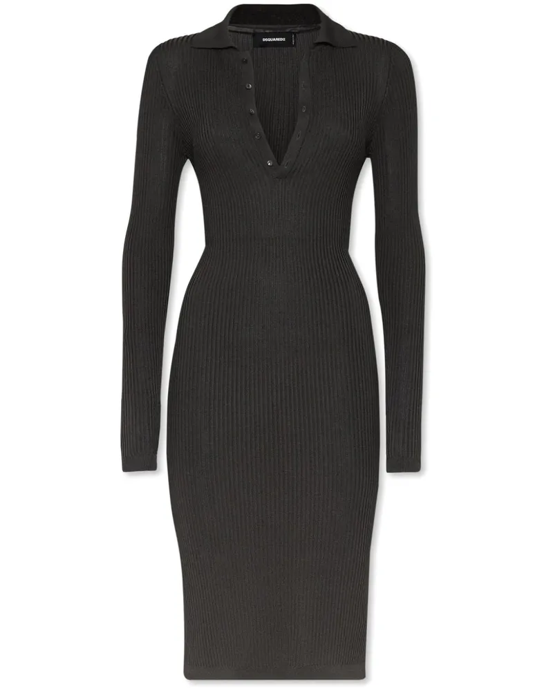Dsquared2 Geripptes Midikleid - Grau Grau