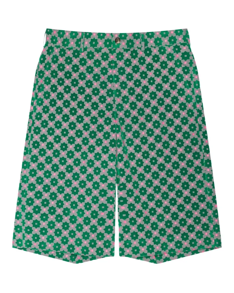 Comme des Garçons Lauf-Shorts mit Blumenprint - Grün Grün