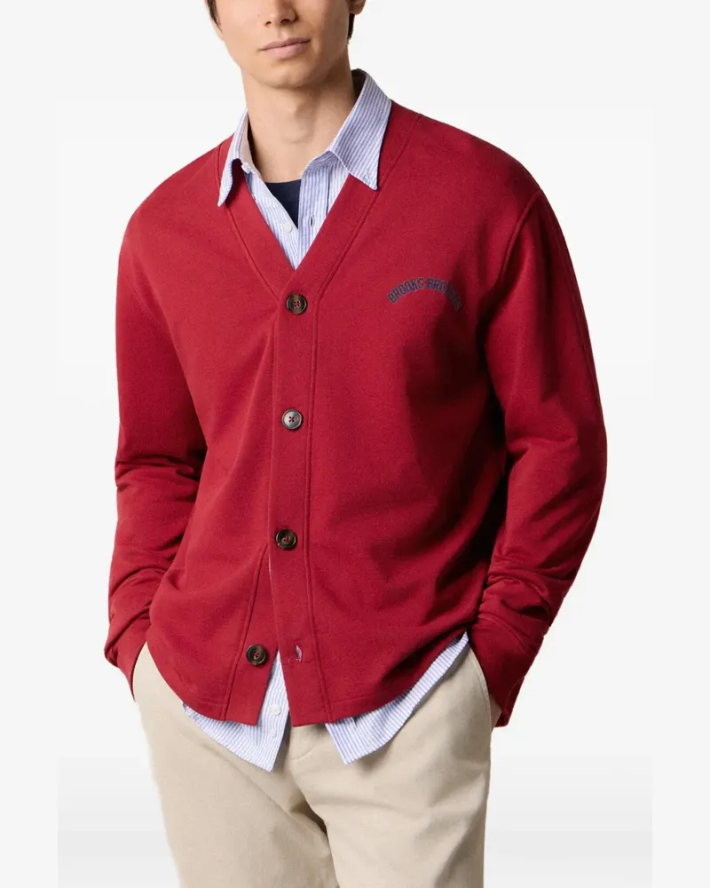 Brooks Brothers logo-print cardigan Rot