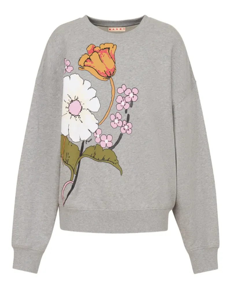 Marni Geripptes Sweatshirt mit Blumen-Print - Grau Grau