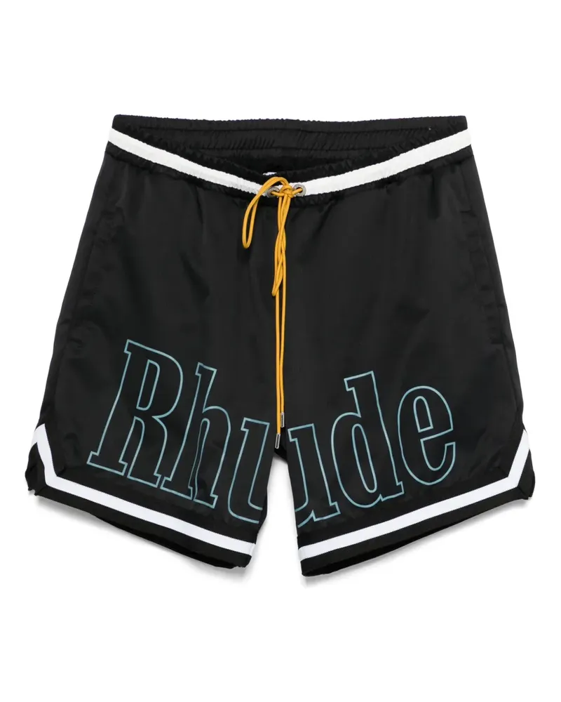 RHUDE Badeshorts mit Logo-Print - Schwarz Schwarz