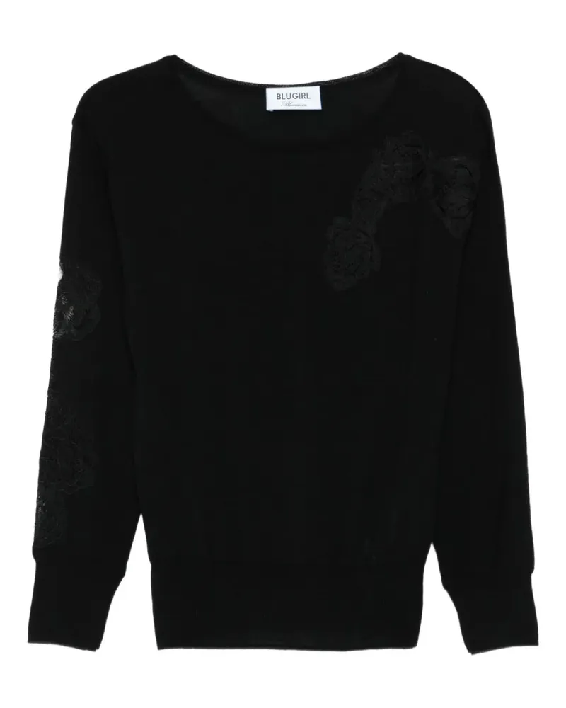 Blumarine lace-appliqué sweater - Schwarz Schwarz