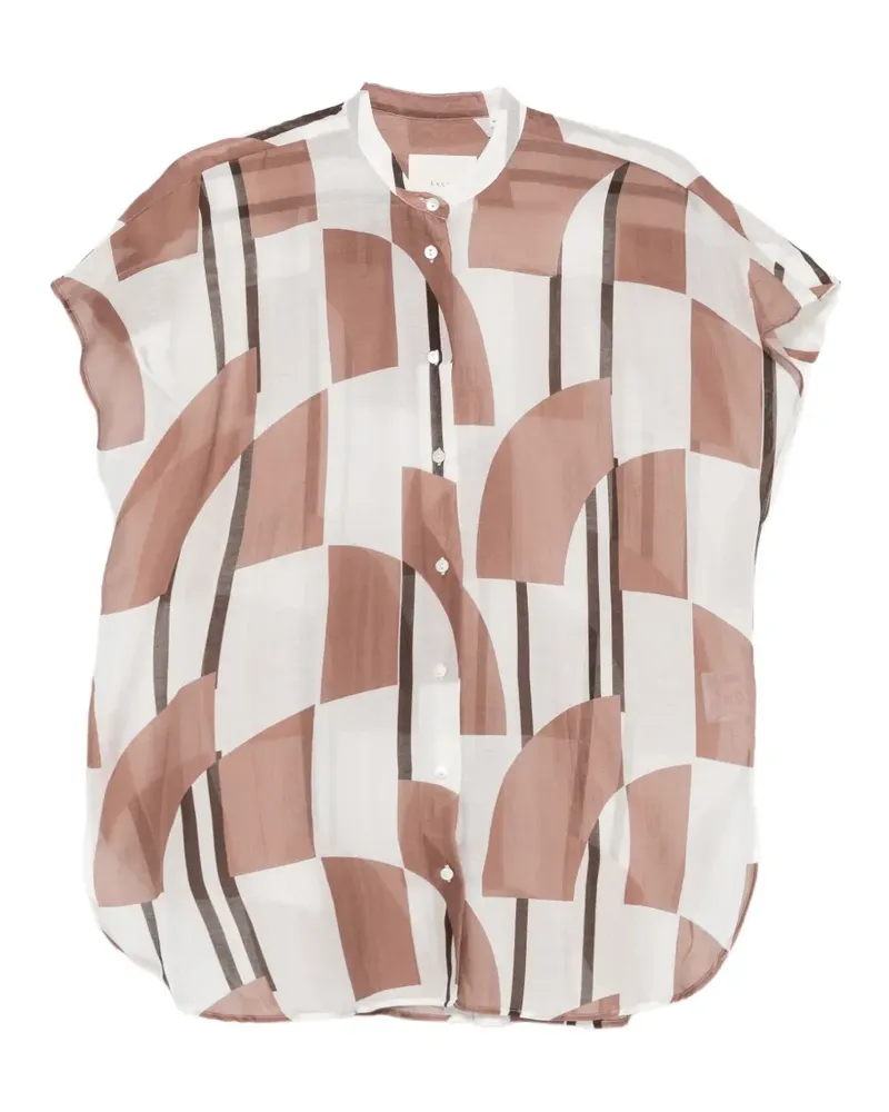 XACUS Nevil Bluse mit geometrischem Print - Braun Braun