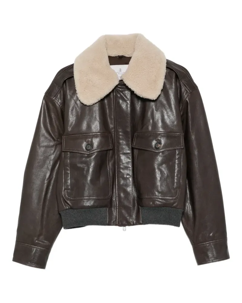 Brunello Cucinelli Klassische Lederjacke - Braun Braun