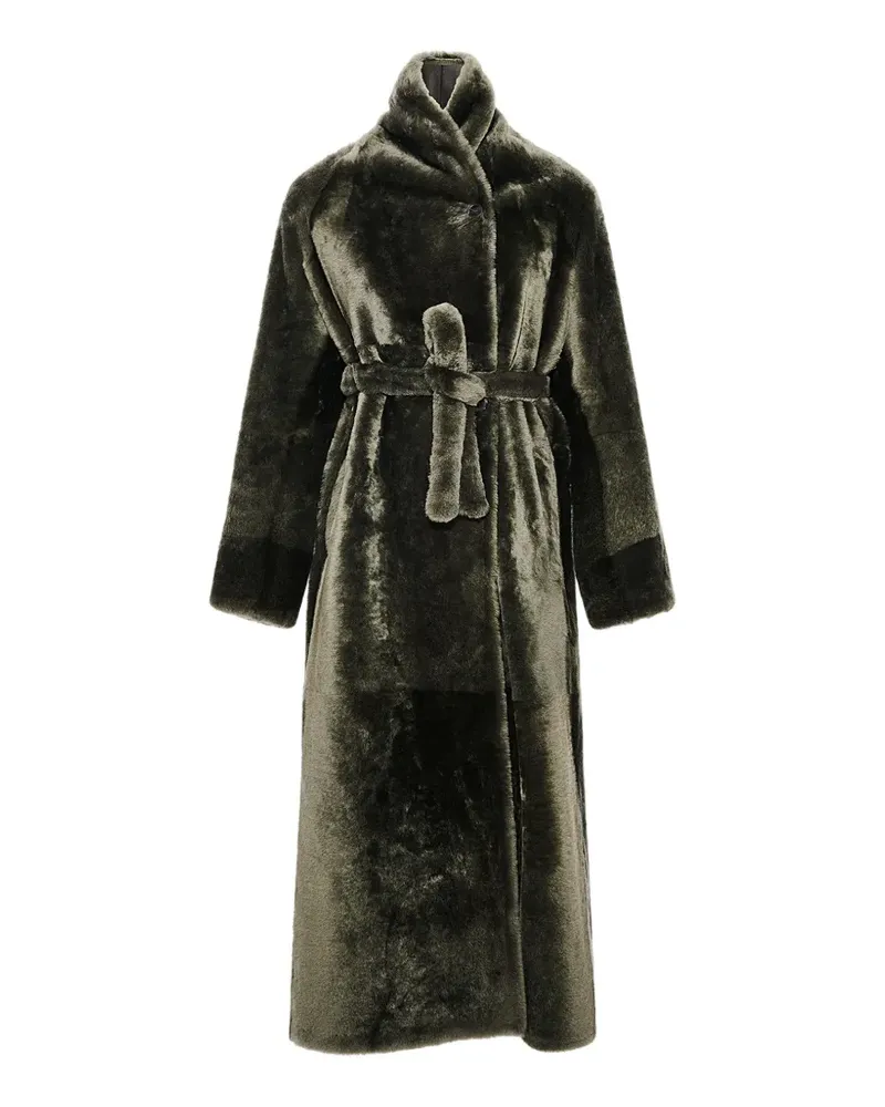 Yves Salomon Mantel aus Shearling mit Gürtel - Grün Grün