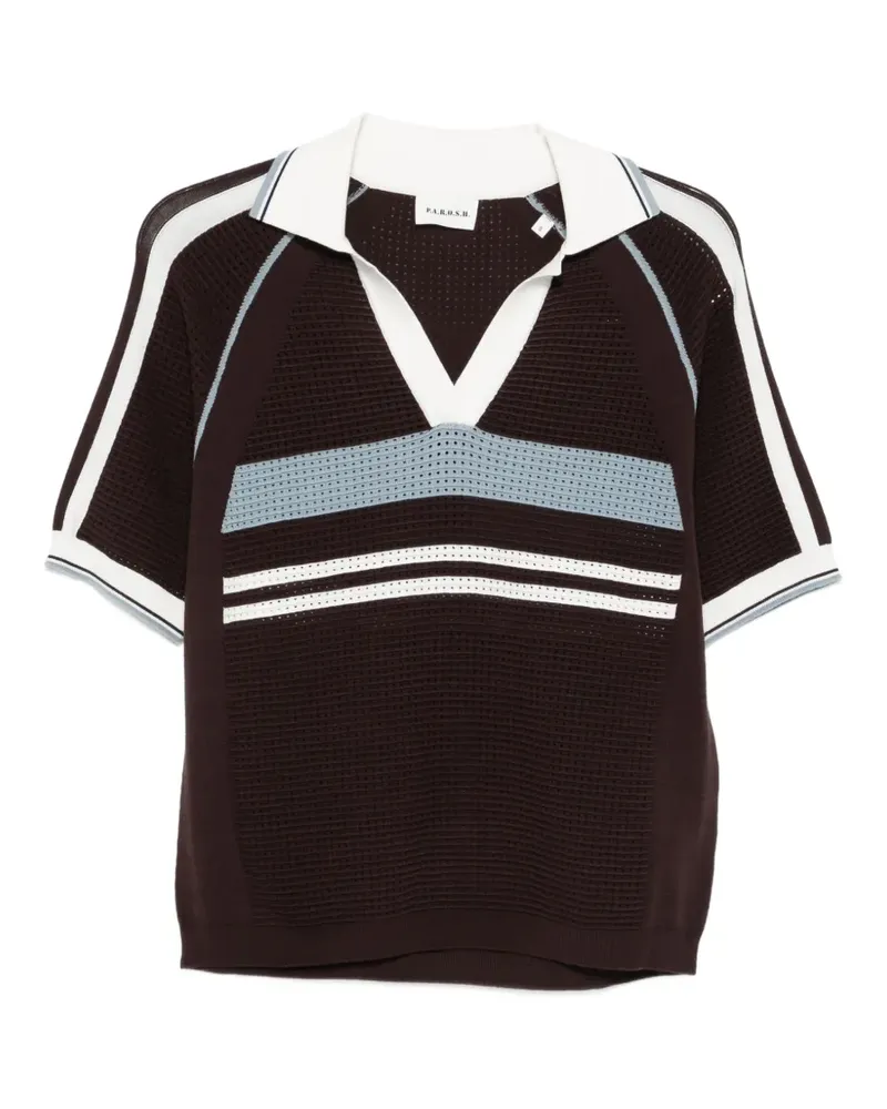 P.A.R.O.S.H. P.A.R.O H. striped V-neck T-shirt - Braun Braun