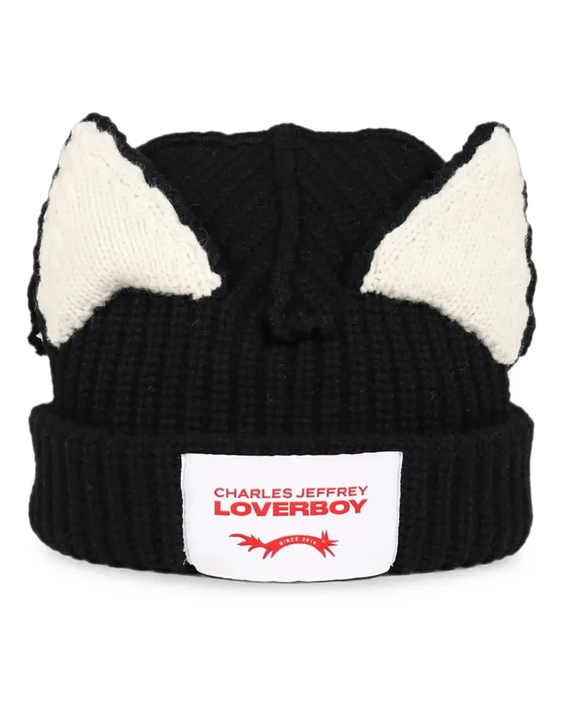 Charles Jeffrey Loverboy chunky-knit ears beanie hat - Schwarz Schwarz