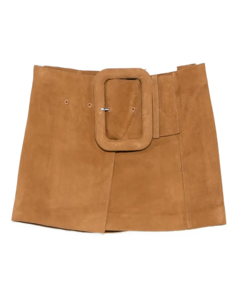 AMI Paris buckled A-line mini skirt - Braun Braun
