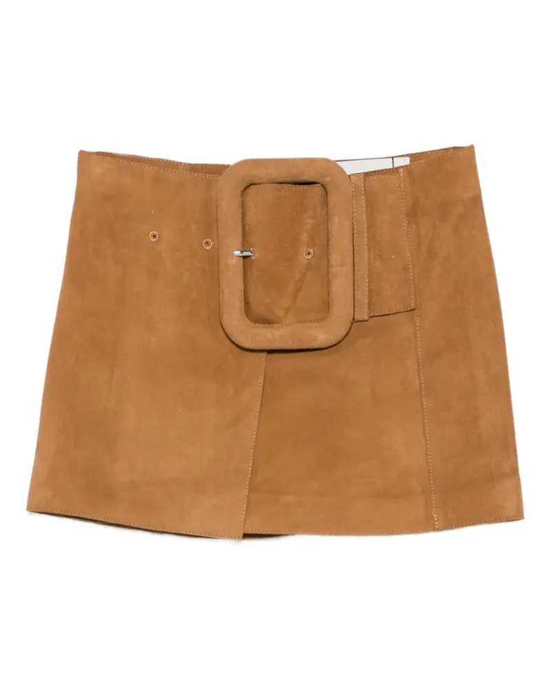 AMI Paris buckled A-line mini skirt - Braun Braun