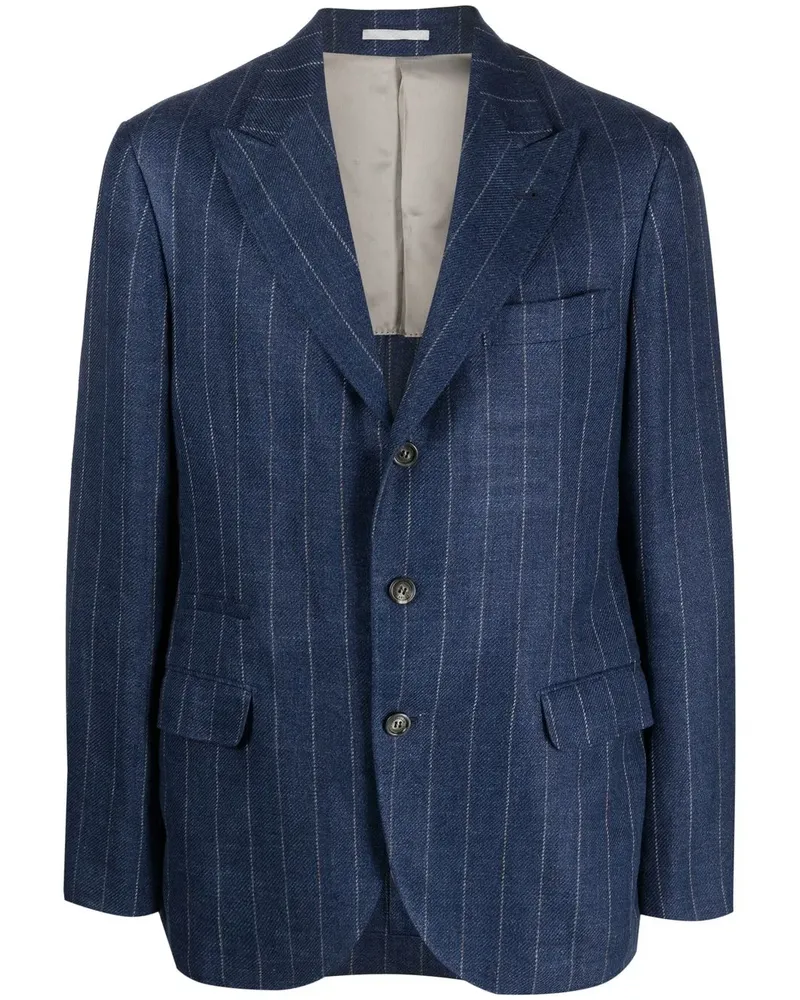 Brunello Cucinelli Einreihiges Sakko mit Nadelstreifen - Blau Blau