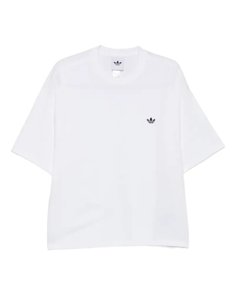 adidas T-Shirt mit Logo-Stickerei - Weiß Weiß