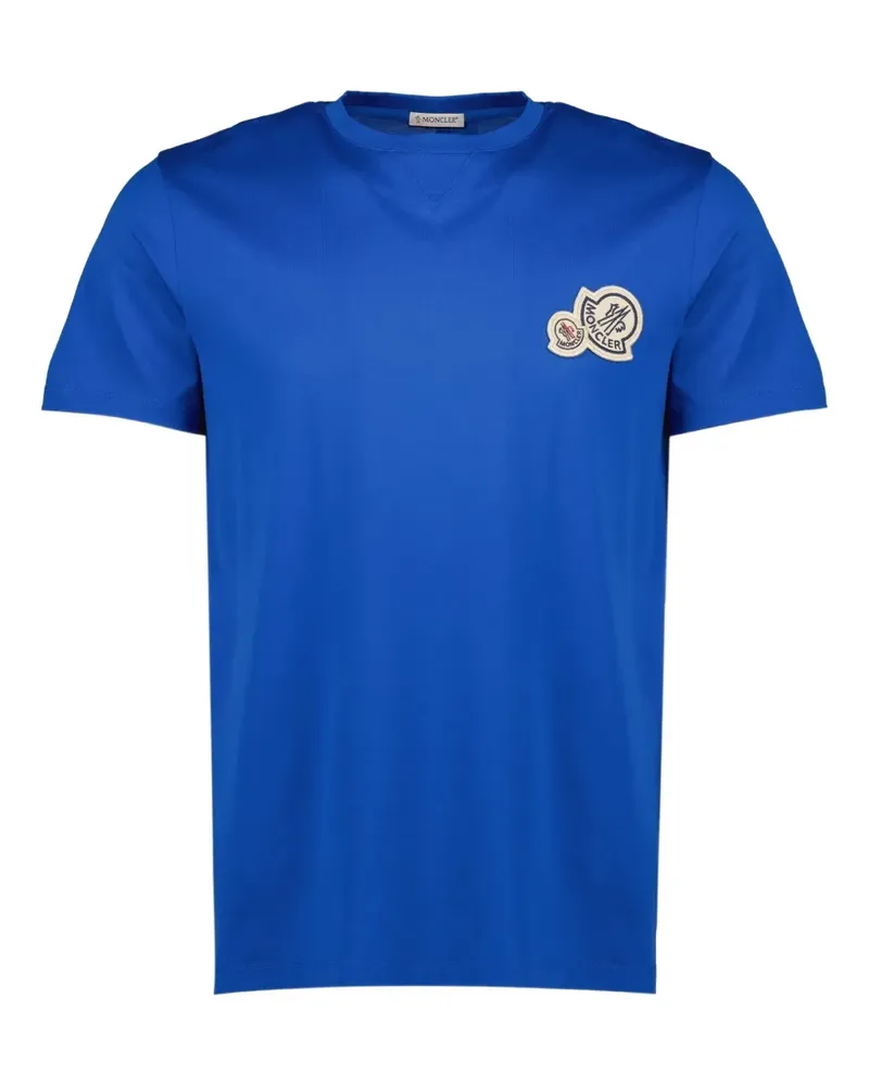 Moncler T-Shirt mit Logo-Patch - Blau Blau