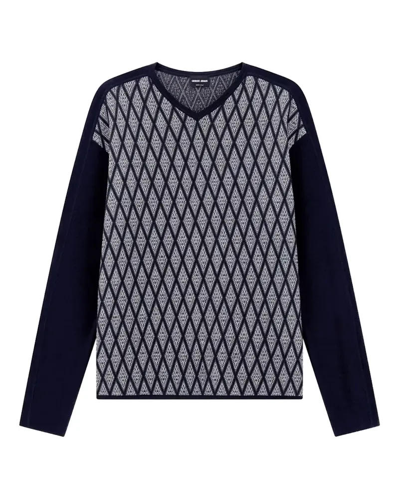 Giorgio Armani Pullover mit V-Ausschnitt - Blau Blau