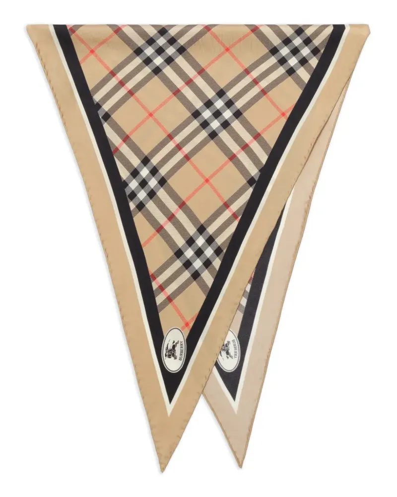 Burberry Check Seidenschal mit Knight-Stamp Print - Nude Nude