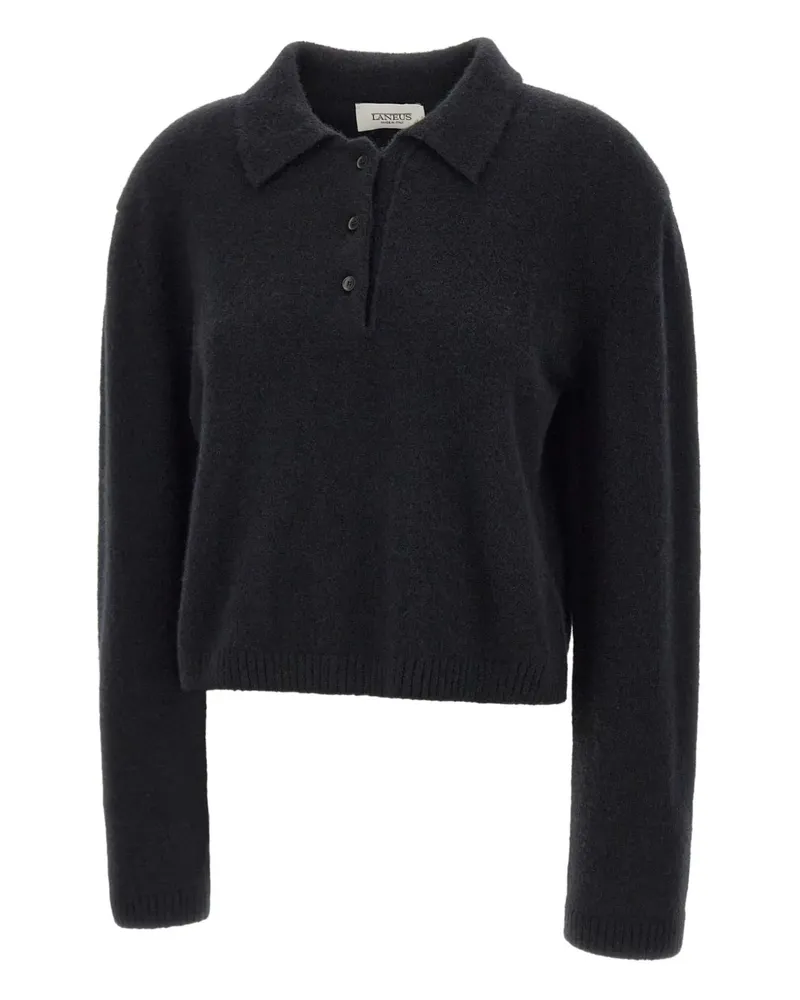 Laneus Langärmeliges Cropped-Poloshirt - Schwarz Schwarz