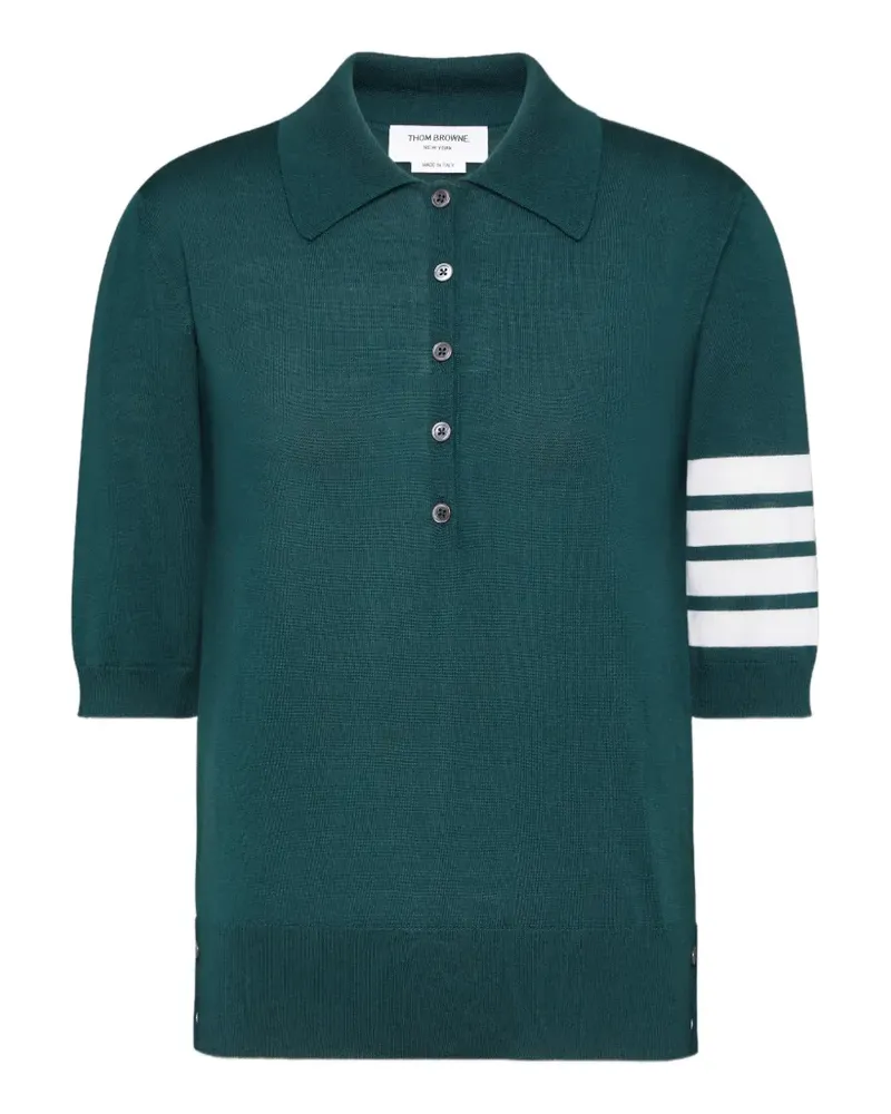 Thom Browne Relaxed Poloshirt mit 4-Streifen-Logo - Grün Grün