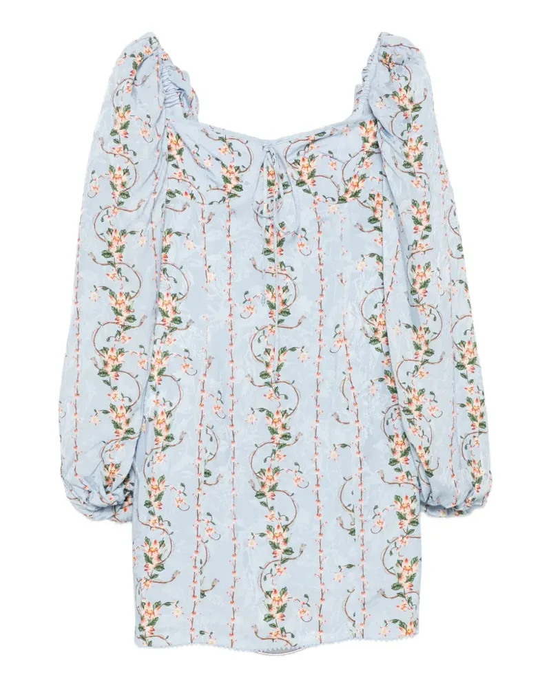 AGUA BENDITA Lorena floral-jacquard mini dress - Blau Blau