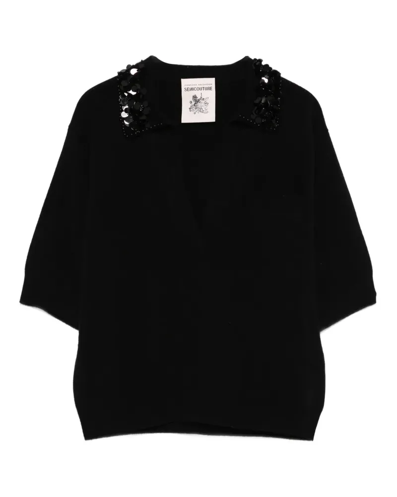 Semicouture Pullover mit verziertem Kragen - Schwarz Schwarz