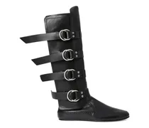 Kniehohe Siver Bikerstiefel - Schwarz
