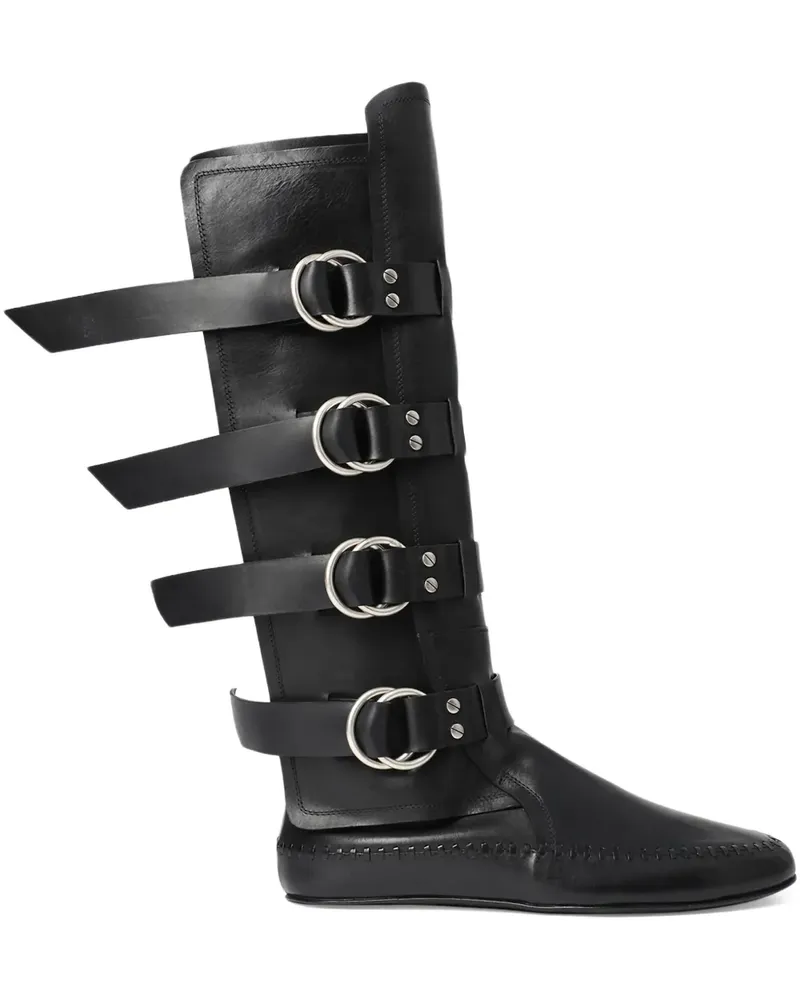 Ann Demeulemeester Kniehohe Siver Bikerstiefel - Schwarz Schwarz