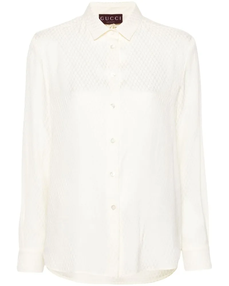 Gucci Seidenhemd mit Jacquard-Logo - Nude Nude