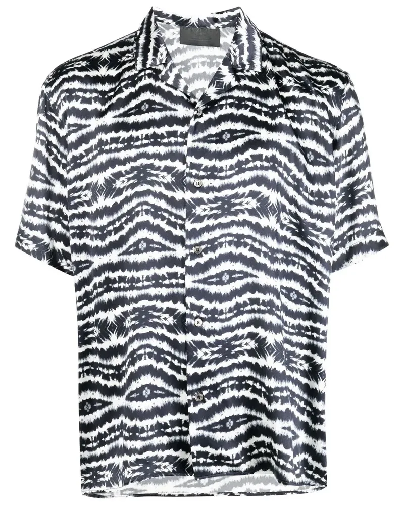 Philipp Plein Bowlinghemd mit Batikmuster - Schwarz Schwarz