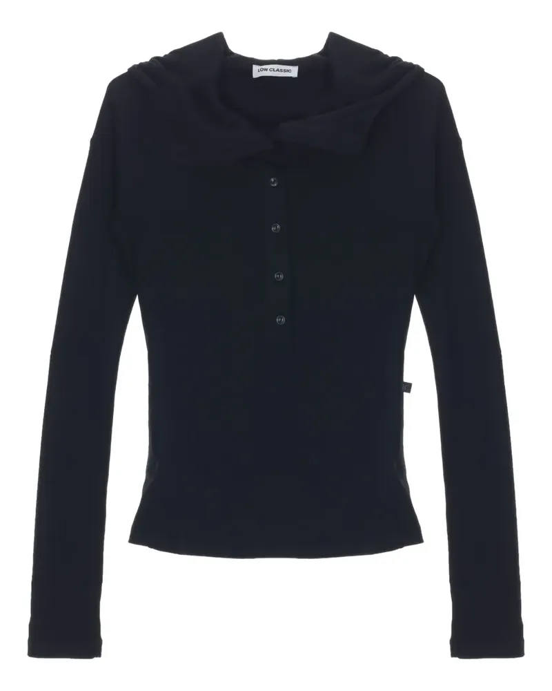 LOW CLASSIC Geknöpfter Hoodie - Schwarz Schwarz