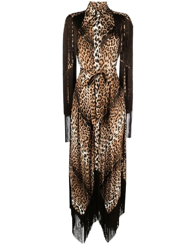 Roberto Cavalli Hemdkleid mit Leoparden-Print - Nude Nude