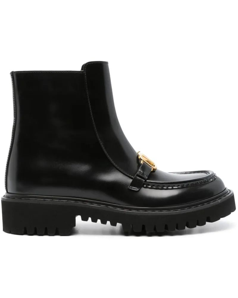 Valentino Garavani Flache Stiefel mit VLogo - Schwarz Schwarz