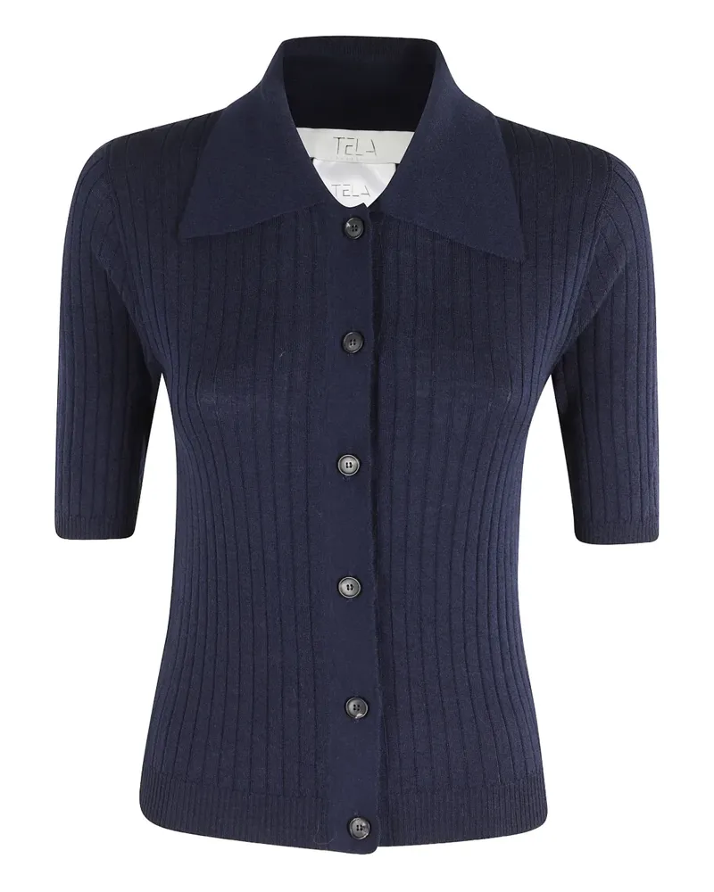 TELA Geripptes Strickoberteil - Blau Blau