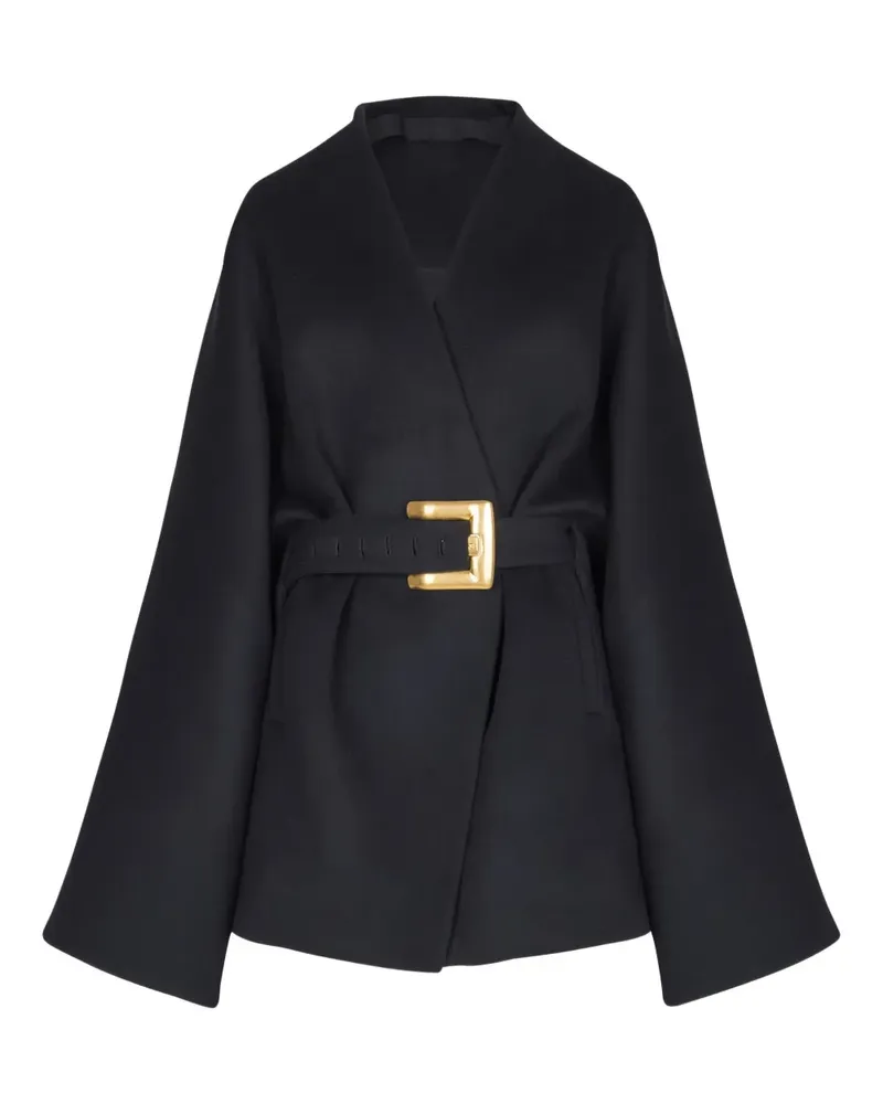 Balmain Gewickelter Mantel mit Gürtel - Schwarz Schwarz