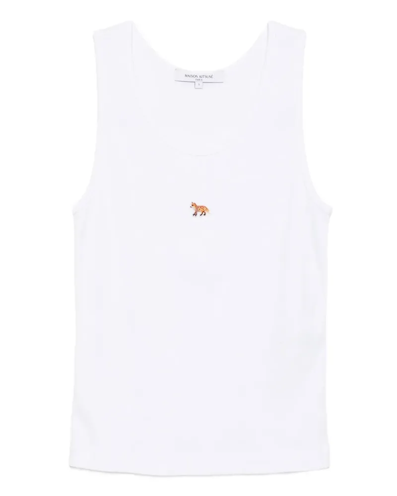Kitsuné Tanktop mit Fuchs-Stickerei - Weiß Weiß