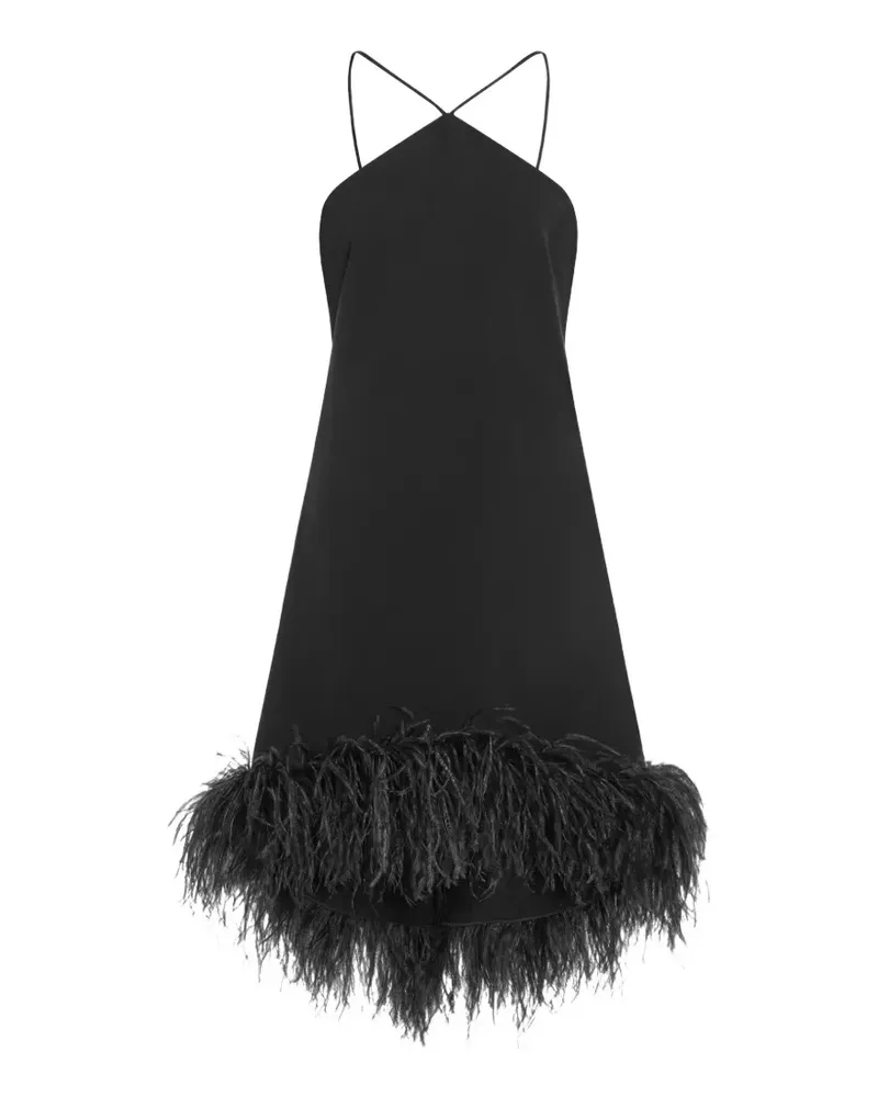 16ARLINGTON Addy feather-trim mini dress - Schwarz Schwarz