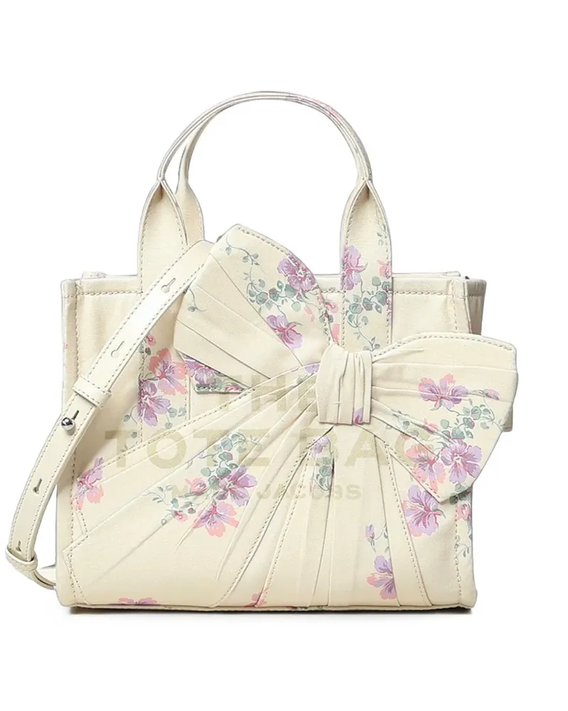 Marc Jacobs Kleine Tote Bag aus antikem Blumencanvas mit Oversized-Schleife - Nude Nude