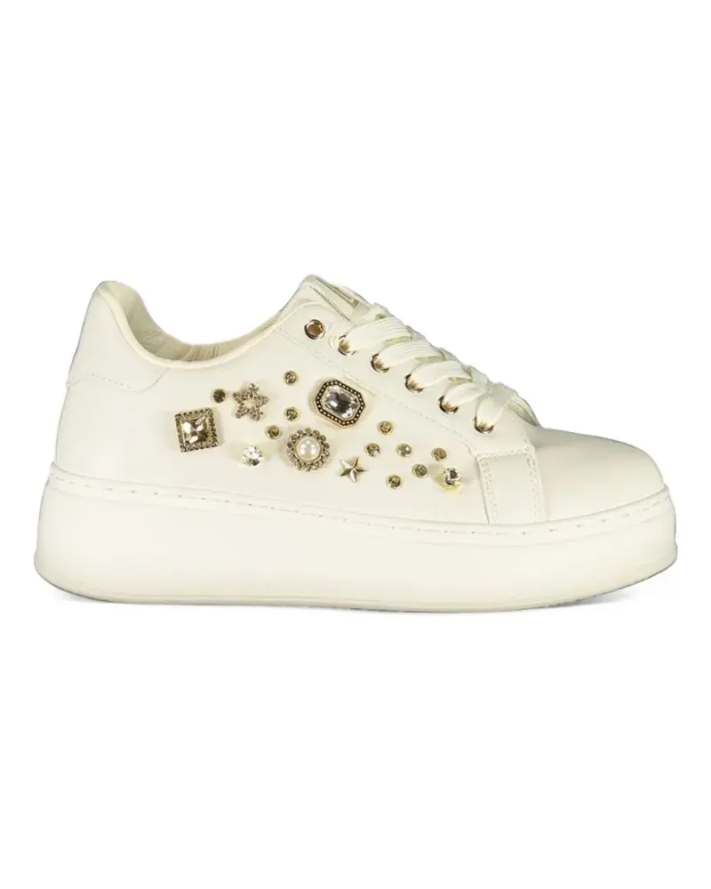 Laura Biagiotti crystal-embellished platform sneakers - Nude Nude